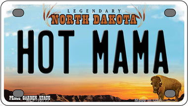 Hot Mama North Dakota Novelty Mini Metal License Plate Tag