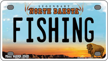 Fishing North Dakota Novelty Mini Metal License Plate Tag