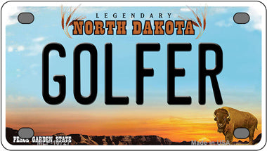 Golfer North Dakota Novelty Mini Metal License Plate Tag