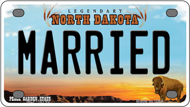 Married North Dakota Novelty Mini Metal License Plate Tag