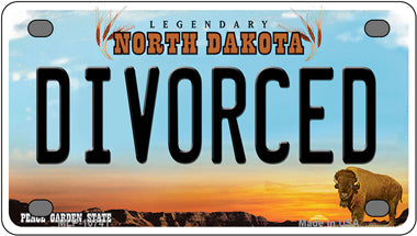 Divorced North Dakota Novelty Mini Metal License Plate Tag