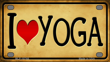 I Heart Yoga Novelty Mini Metal License Plate Tag