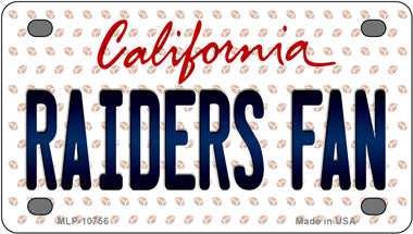 Raiders Fan California Novelty Mini Metal License Plate Tag