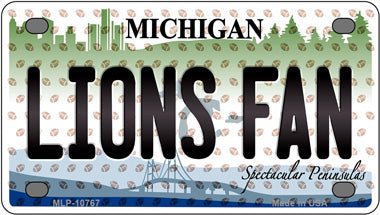 Lions Fan Michigan Novelty Mini Metal License Plate Tag