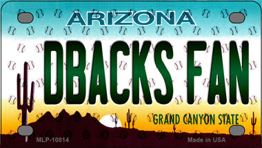 Dbacks Fan Arizona Novelty Mini Metal License Plate Tag