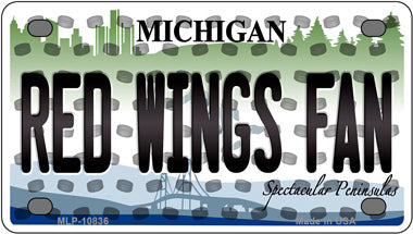 Red Wings Fan Michigan Novelty Mini Metal License Plate Tag