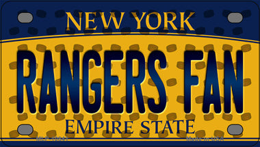 Rangers Fan New York Novelty Mini Metal License Plate Tag