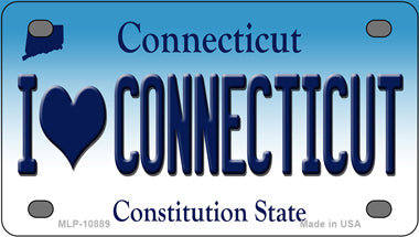 I Love Connecticut Novelty Mini Metal License Plate Tag