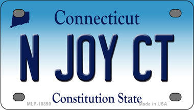 N Joy CT Connecticut Novelty Mini Metal License Plate Tag