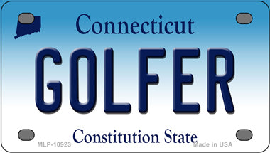 Golfer Connecticut Novelty Mini Metal License Plate Tag