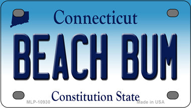 Beach Bum Connecticut Novelty Mini Metal License Plate Tag