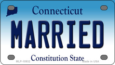 Married Connecticut Novelty Mini Metal License Plate Tag