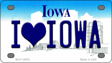 I Love Iowa Novelty Mini Metal License Plate Tag