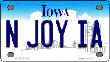 N Joy IA Iowa Novelty Mini Metal License Plate Tag
