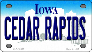 Cedar Rapids Iowa Novelty Mini Metal License Plate Tag