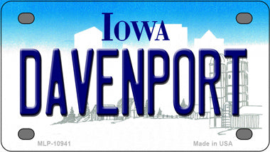 Davenport Iowa Novelty Mini Metal License Plate Tag