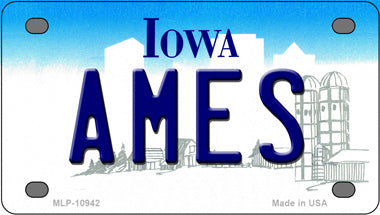 Ames Iowa Novelty Mini Metal License Plate Tag