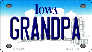Grandpa Iowa Novelty Mini Metal License Plate Tag