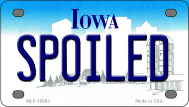 Spoiled Iowa Novelty Mini Metal License Plate Tag