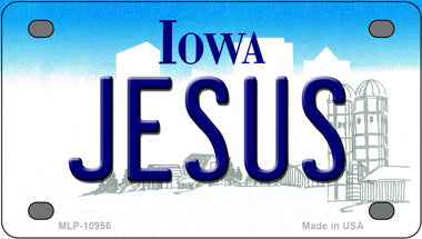 Jesus Iowa Novelty Mini Metal License Plate Tag