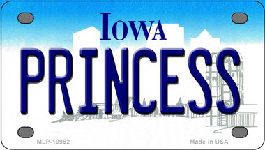 Princess Iowa Novelty Mini Metal License Plate Tag