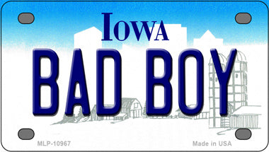 Bad Boy Iowa Novelty Mini Metal License Plate Tag