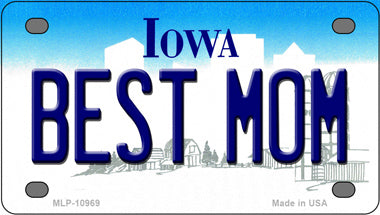 Best Mom Iowa Novelty Mini Metal License Plate Tag