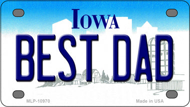 Best Dad Iowa Novelty Mini Metal License Plate Tag