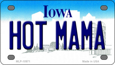 Hot Mama Iowa Novelty Mini Metal License Plate Tag