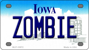 Zombie Iowa Novelty Mini Metal License Plate Tag