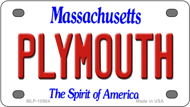 Plymouth Massachusetts Novelty Mini Metal License Plate Tag