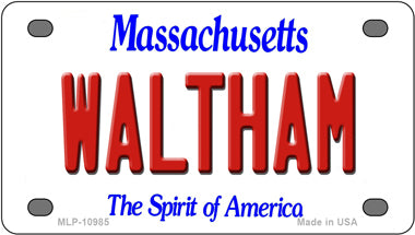 Waltham Massachusetts Novelty Mini Metal License Plate Tag