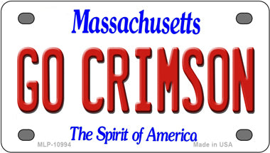 Go Crimson Massachusetts Novelty Mini Metal License Plate Tag