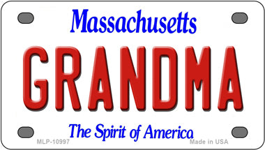 Grandma Massachusetts Novelty Mini Metal License Plate Tag