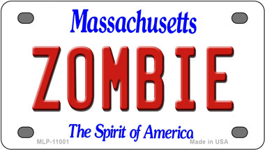 Zombie Massachusetts Novelty Mini Metal License Plate Tag