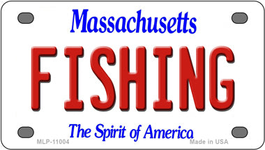 Fishing Massachusetts Novelty Mini Metal License Plate Tag