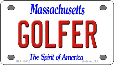 Golfer Massachusetts Novelty Mini Metal License Plate Tag