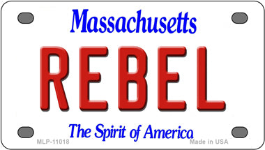 Rebel Massachusetts Novelty Mini Metal License Plate Tag