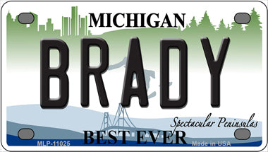 Brady Michigan Novelty Mini Metal License Plate Tag