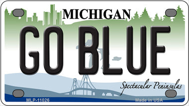 Go Blue Michigan Novelty Mini Metal License Plate Tag