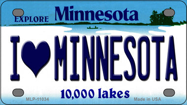 I Love Minnesota Novelty Mini Metal License Plate Tag