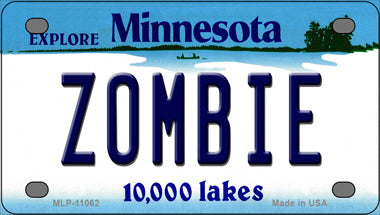 Zombie Minnesota State Novelty Mini Metal License Plate Tag