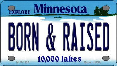 Born and Raised Minnesota State Novelty Mini Metal License Plate Tag