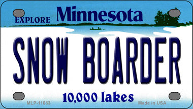 Snow Boarder Minnesota State Novelty Mini Metal License Plate Tag