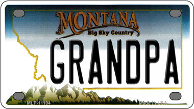 Grandpa Montana Novelty Mini Metal License Plate Tag