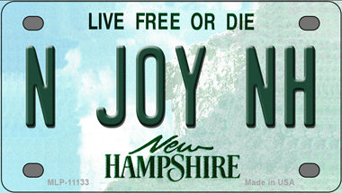 N Joy NH New Hampshire Novelty Mini Metal License Plate Tag