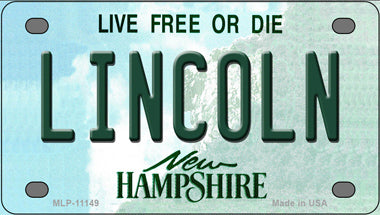 Lincoln New Hampshire Novelty Mini Metal License Plate Tag