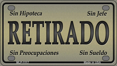 Retirado Novelty Mini Metal License Plate Tag