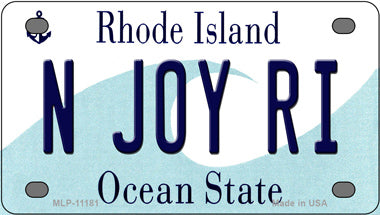 N Joy RI Rhode Island Novelty Mini Metal License Plate Tag