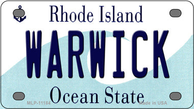 Warwick Rhode Island Novelty Mini Metal License Plate Tag